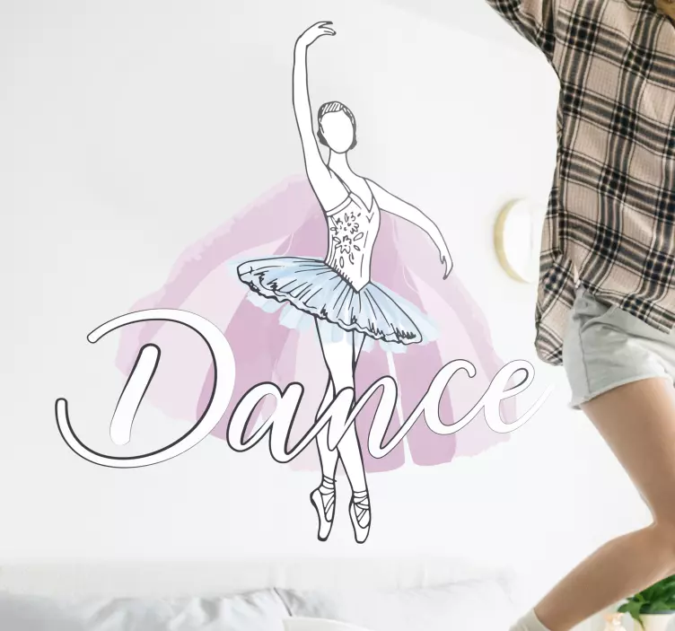 Vinilo bailarina de ballet con frase dance - TenVinilo