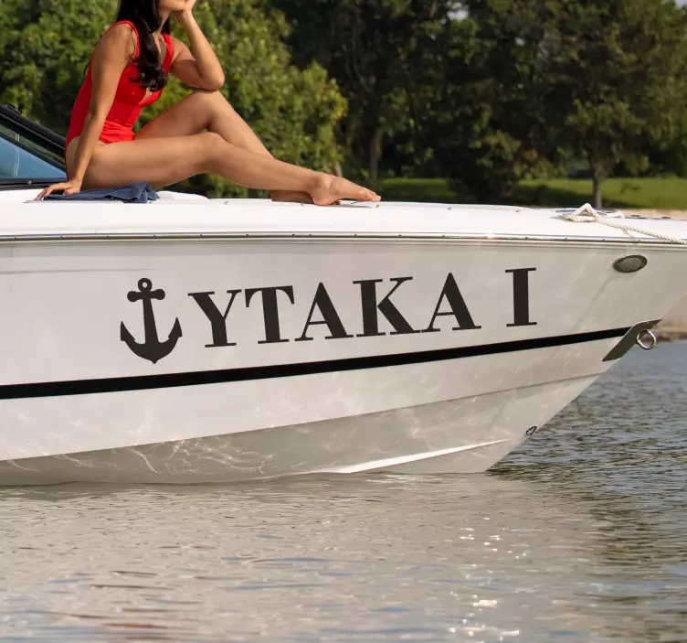 Vinilo barco nombre con dibujo de ancla - TenVinilo