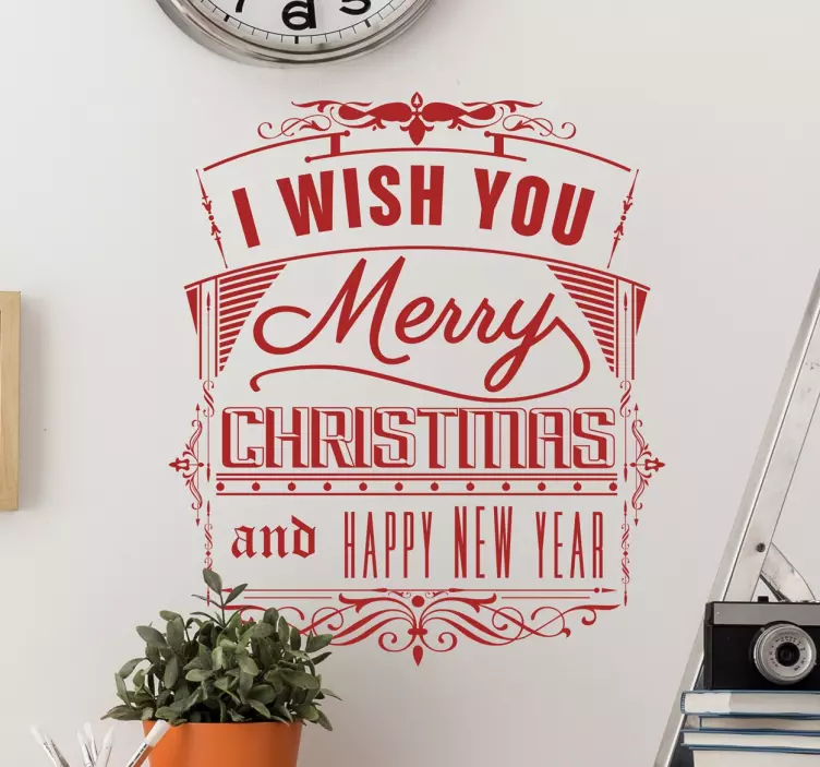 Vinilo cartel retro wish you merry xmas - TenVinilo
