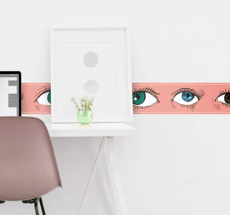 Vinilo cenefa ojos dibujados - TenVinilo