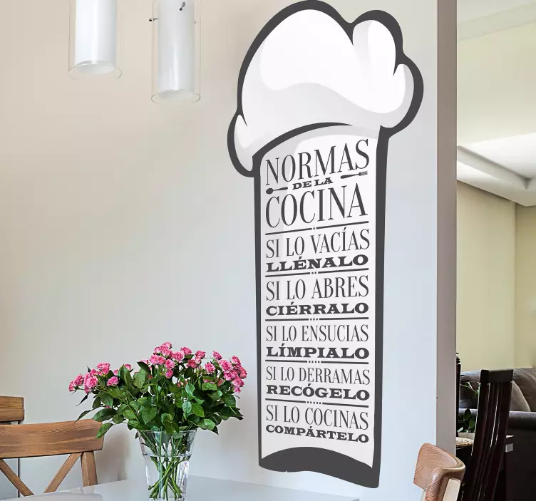 Vinilo para cocina chef con normas - TenVinilo