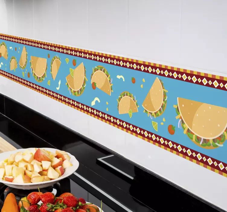 Vinilo cocina Tacos dibujos - TenVinilo