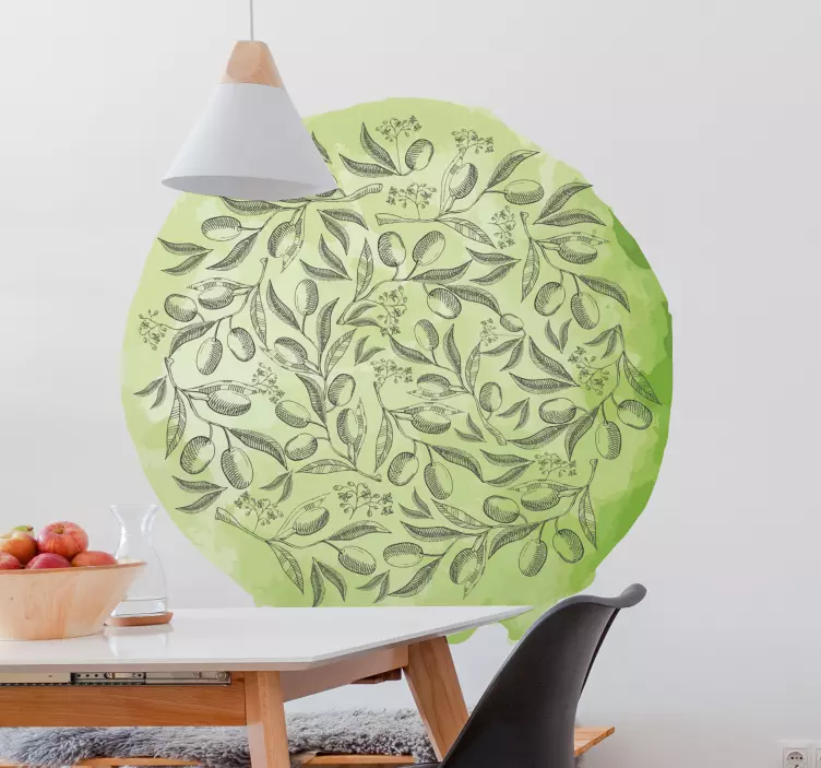 Vinilo para cocina verde de ramas de olivo - TenVinilo