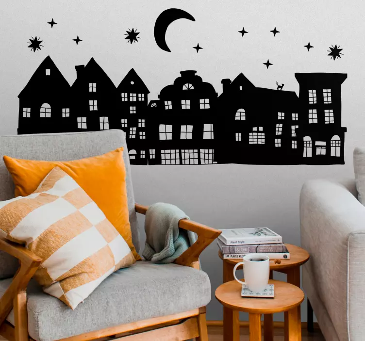 Vinilo Casas flamencas en la noche estrellada - TenVinilo