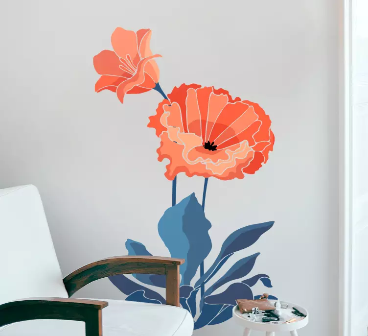 Vinilo flores Flores rojas dibujadas - TenVinilo