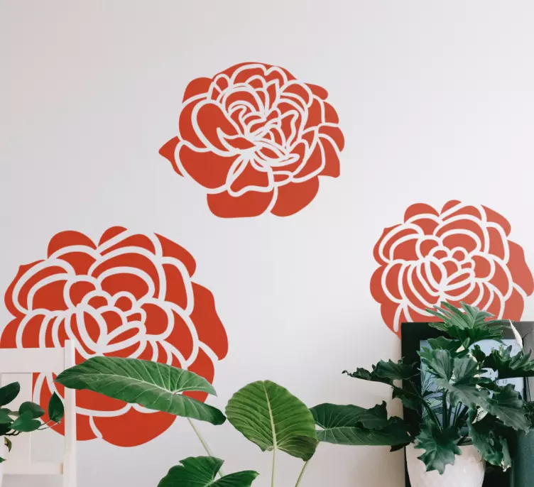Vinilo flores Tres claveles monocolor - TenVinilo