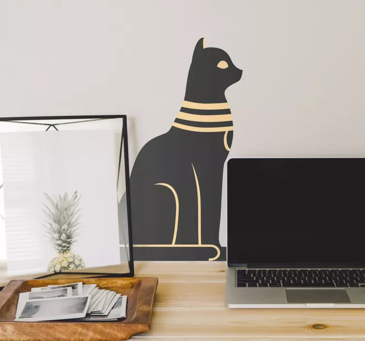 Vinilo gato negro estilo egipcio - TenVinilo