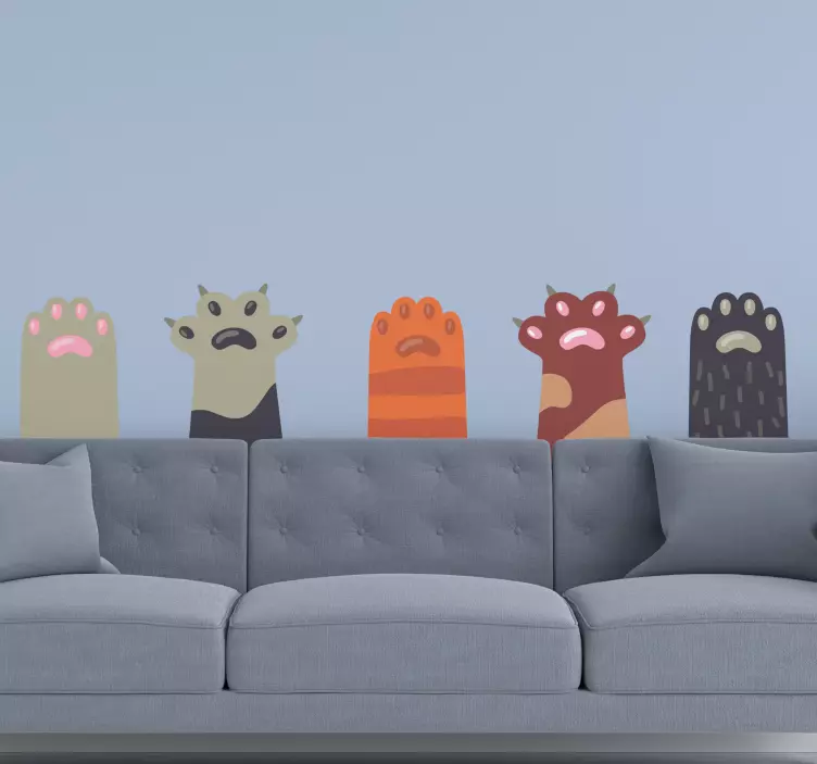 Vinilo gatos pack de patas coloridas - TenVinilo