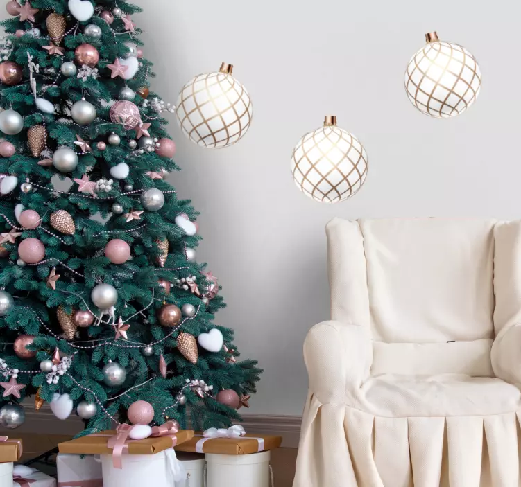 Pegatinas de navidad Juego de bolas realistas 3d - TenVinilo