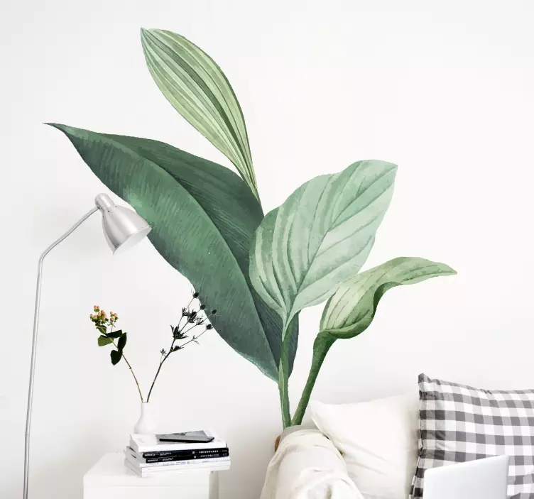 Vinilo planta Hojas tropicales verdes dibujadas - TenVinilo