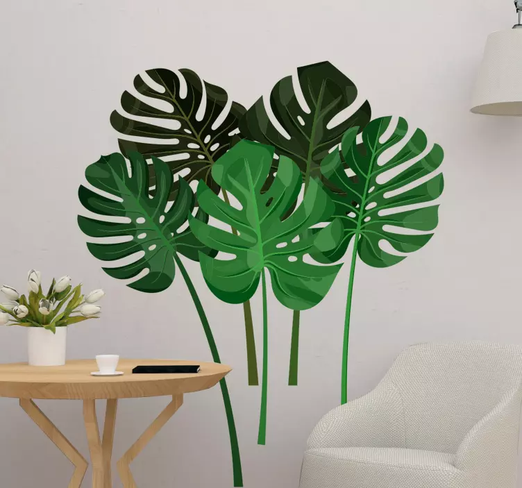 Vinilo plantas conjunto hojas monstera - TenVinilo