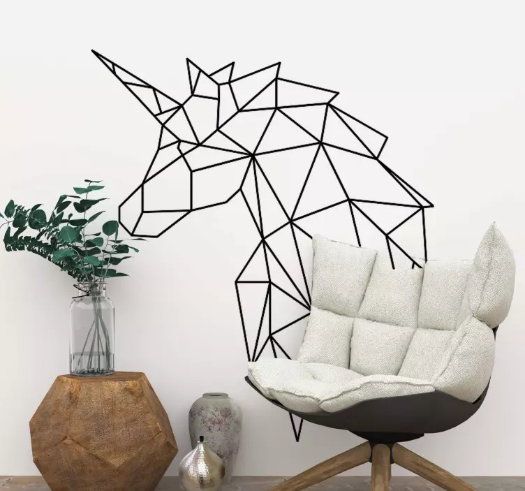 Vinilo unicornio geométrico estilo origami - TenVinilo