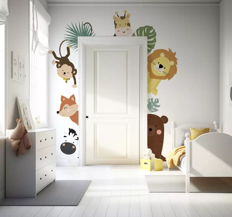 Vinilo infantil de animales para puerta - TenVinilo