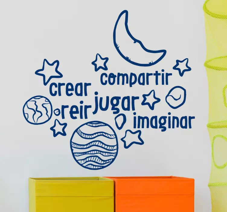 Vinilo decorativo crear reír jugar - TenVinilo