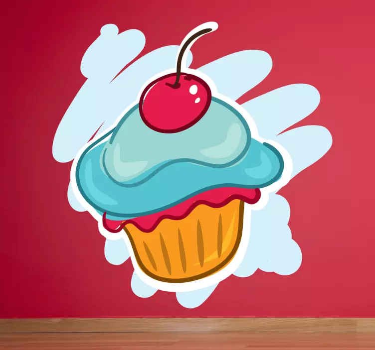 Vinilo decorativo cupcake cereza - TenVinilo