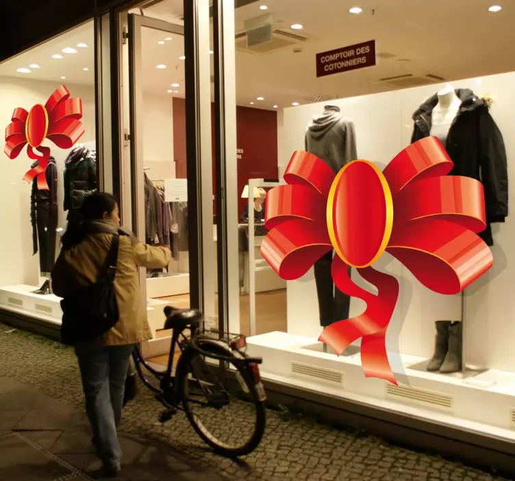 Vinilo decorativo elegante lazo navideño - TenVinilo