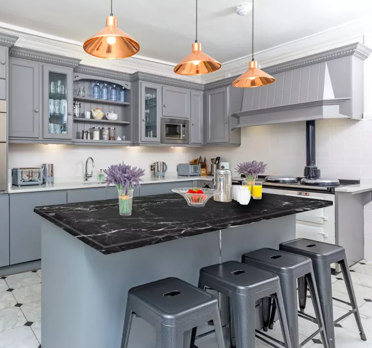 Vinilo para encimera efecto de mármol negro - TenVinilo