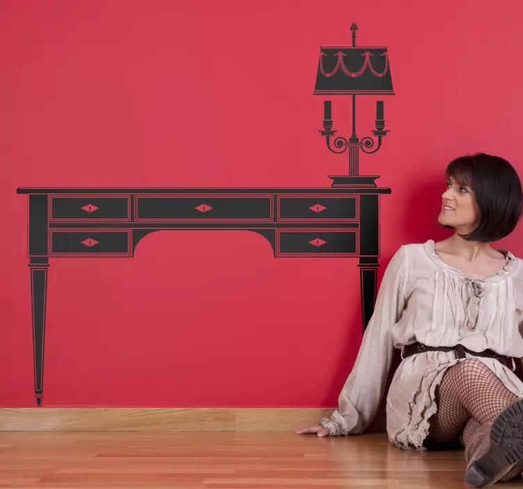 Vinilo decorativo escritorio y lámpara - TenVinilo