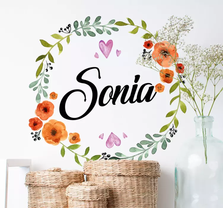 Vinilo flor con nombre personalizable - TenVinilo