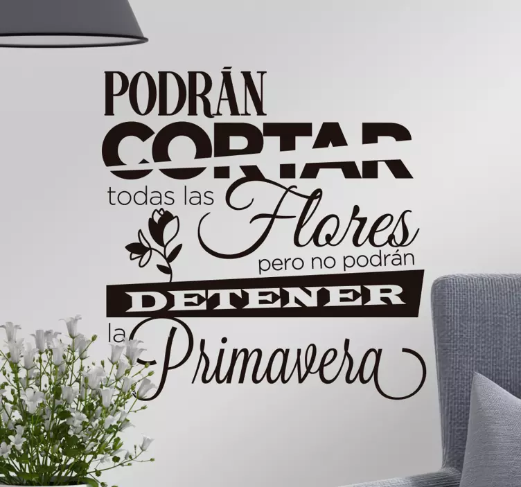 Vinilo pared frase motivadora de primavera - TenVinilo
