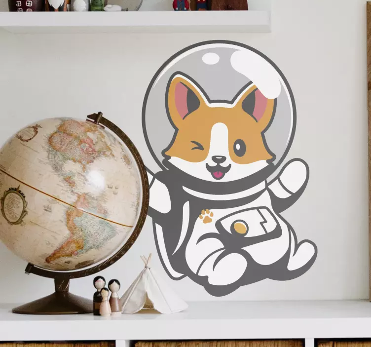 Vinilo ilustración Anime corgi astronauta - TenVinilo