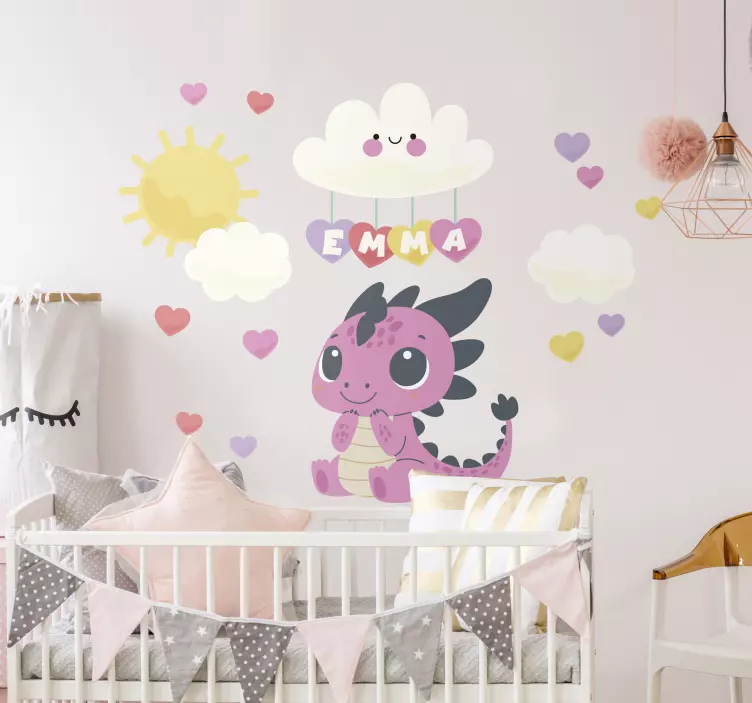 Vinilo ilustración dragón y nubes - TenVinilo