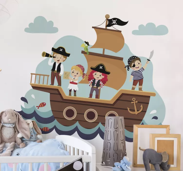 Vinilo ilustración Niños piratas - TenVinilo