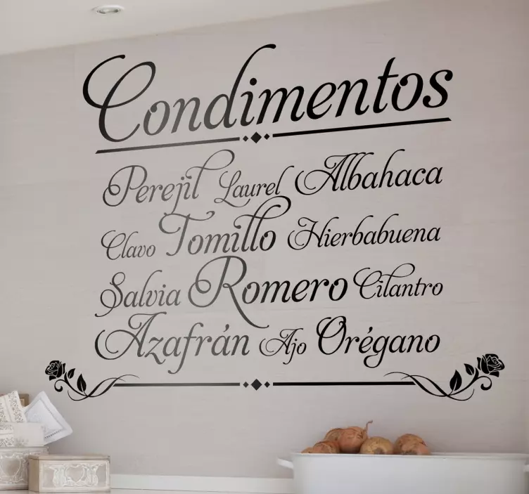 Vinilo decorativo listado condimentos - TenVinilo