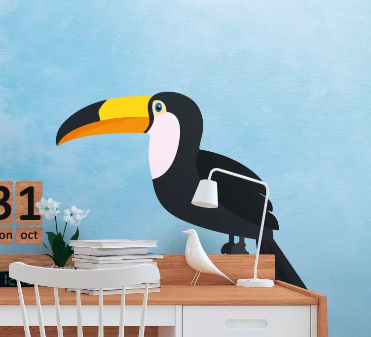 Vinilo mascota Dibujos animados coloridos tucán - TenVinilo