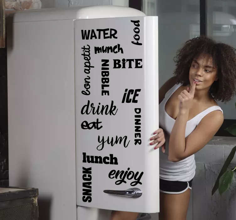 Vinilo decorativo de de nevera buen provecho - TenVinilo