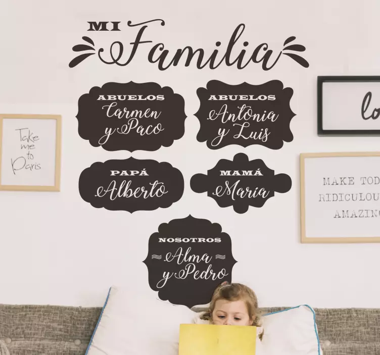 Vinilo pared nombres de la familia  - TenVinilo