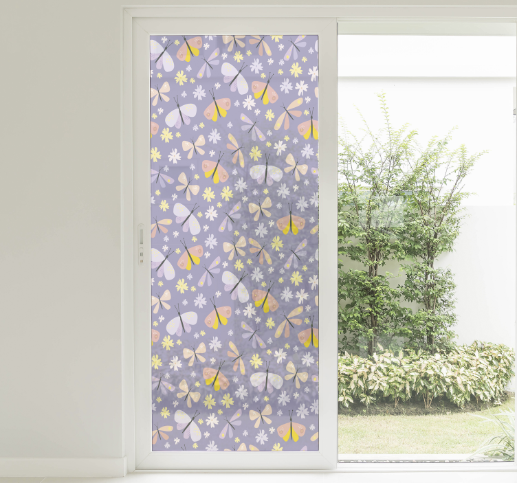 Vinilo para ventana de mariposas lila - TenVinilo