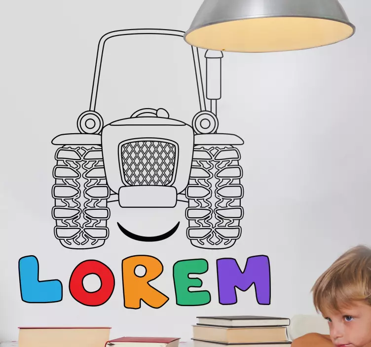 Vinilo decorativo personalizable tractor de colores - TenVinilo