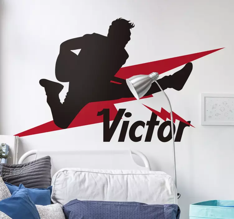 Vinilo pared rock silueta cantante con nombre - TenVinilo