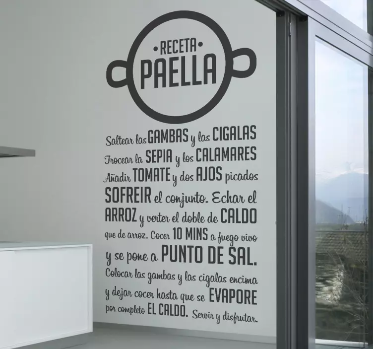 Vinilo decorativo receta paella - TenVinilo