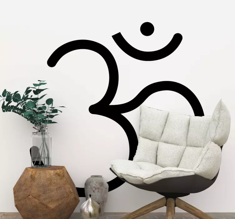 Vinilo pared comedor símbolo hindú Om - TenVinilo