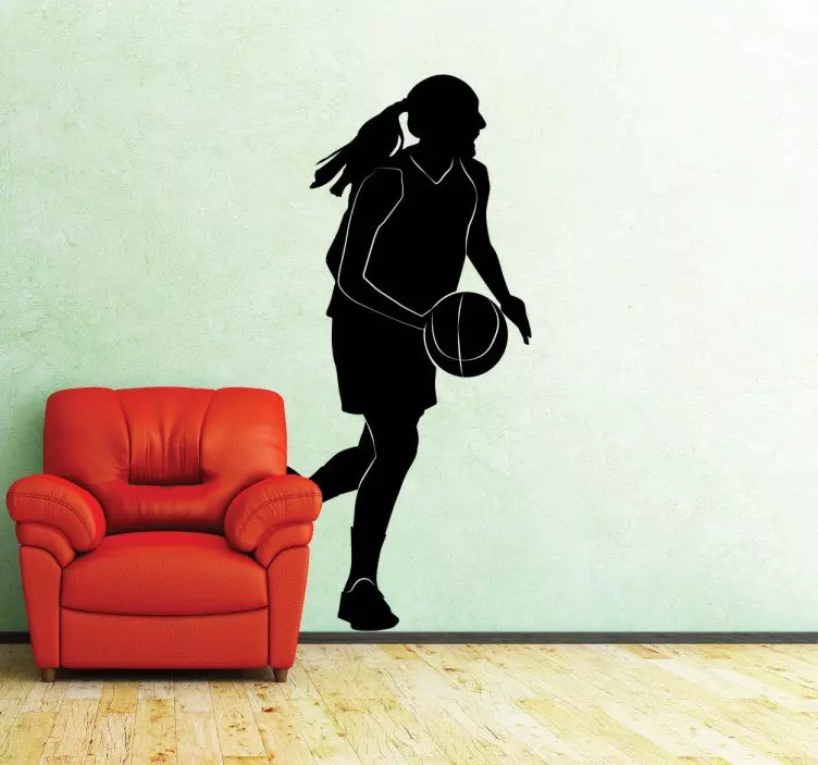 Vinilo decorativo silueta jugadora de basket - TenVinilo