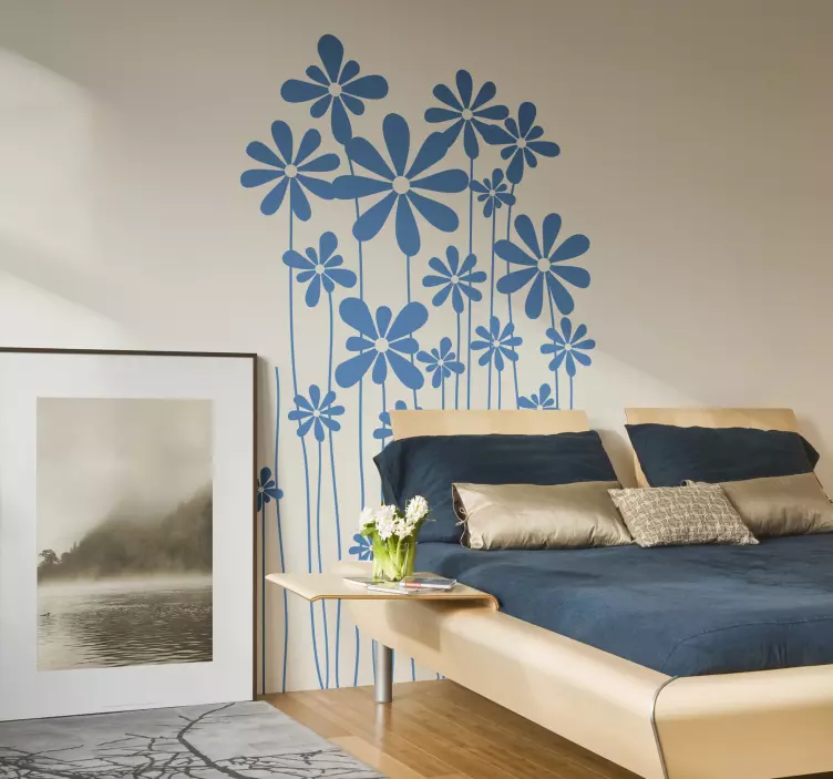 Vinilo flor tallos de flores monocolor - TenVinilo