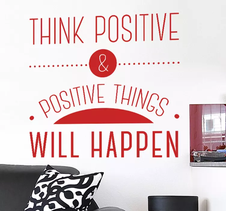 Vinilo para pared living texto think positive - TenVinilo