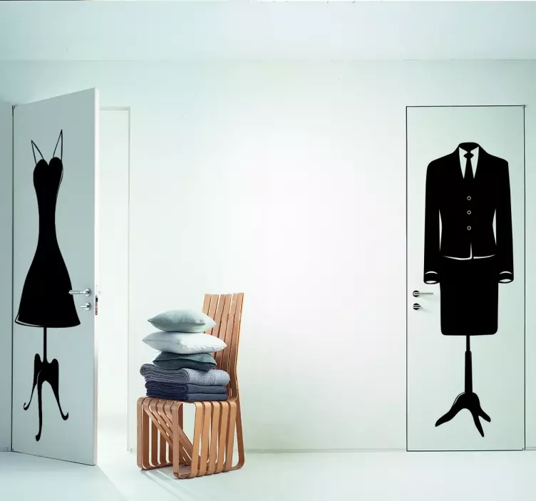 Vinilo para puerta traje chaqueta mujer - TenVinilo