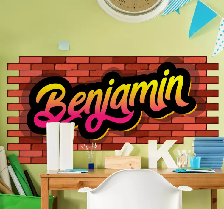 Vinilo urban Pared de ladrillo y graffiti de nombre - TenVinilo