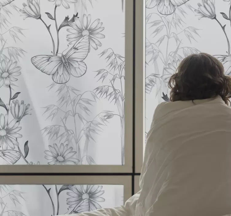 Vnilo decorativo de ventana con flores - TenVinilo