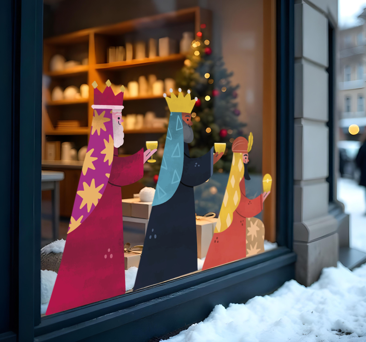 Vinilo escaparate acuarela tres reyes - TenVinilo