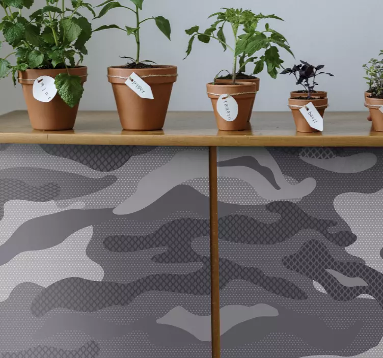 Vinilo estampado decorativo Camuflaje gris - TenVinilo
