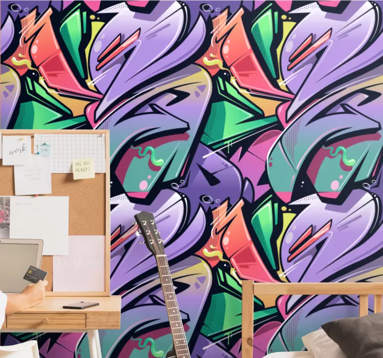 Vinilo estampado decorativo Colorido graffiti arte callejero - TenVinilo