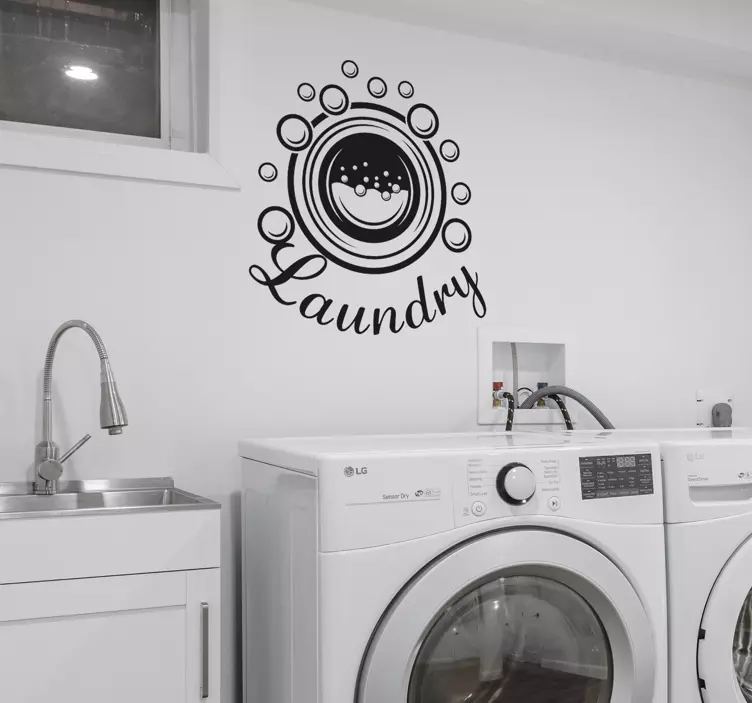 Vinilo frase burbujas de lavandería - TenVinilo