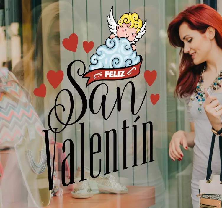 Vinilo frase Cupido San Valentín - TenVinilo