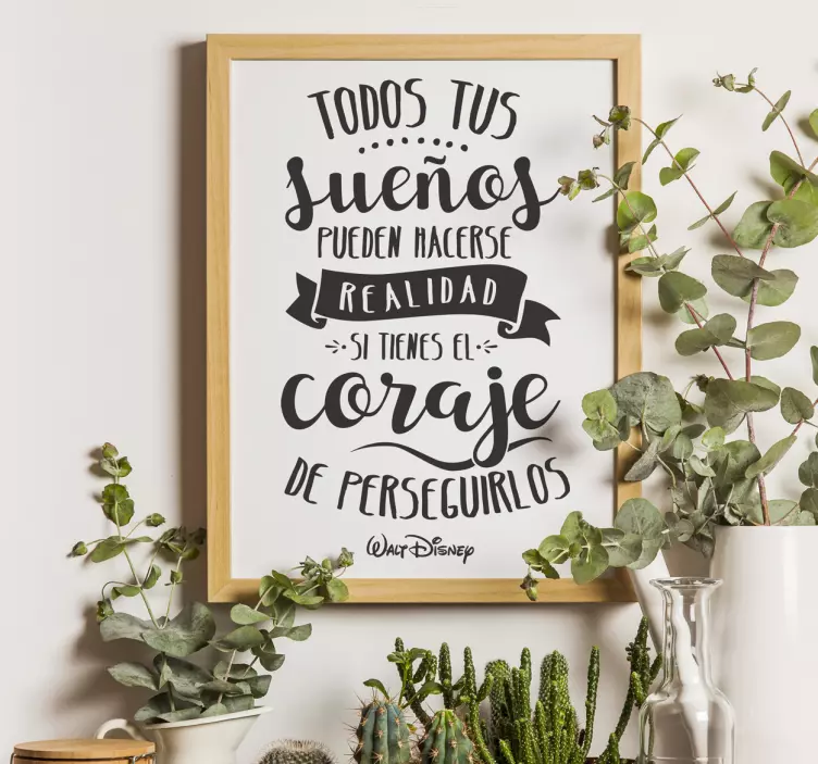 Vinilo frase lettering sueños y coraje - TenVinilo