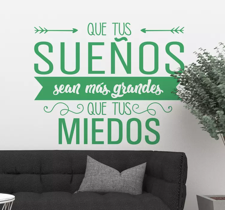 Vinilo para pared living frase motivación sueños grandes - TenVinilo