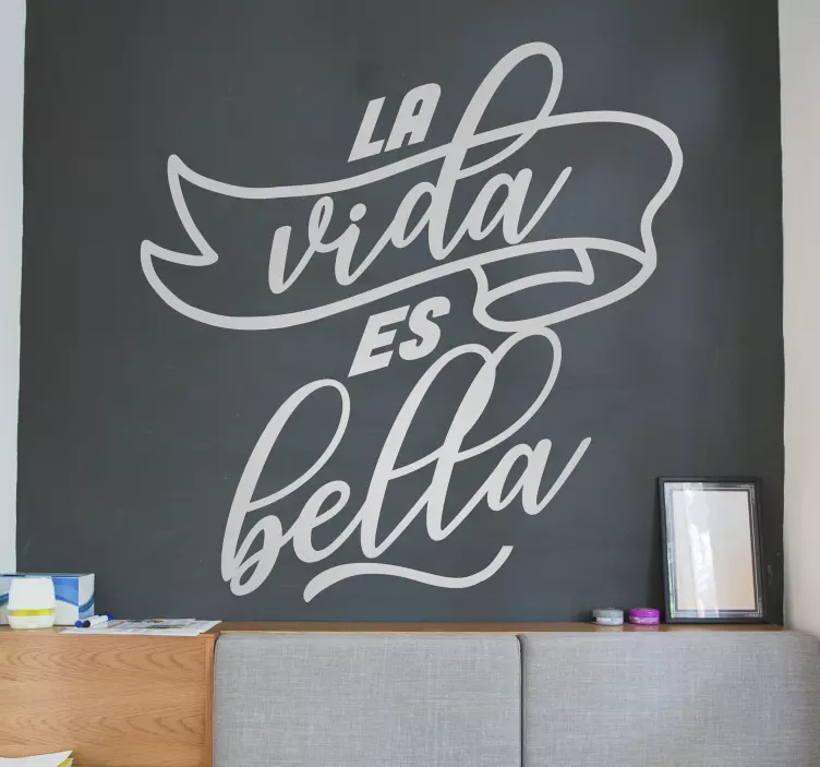 Vinilo frase motivacional la vida es bella - TenVinilo